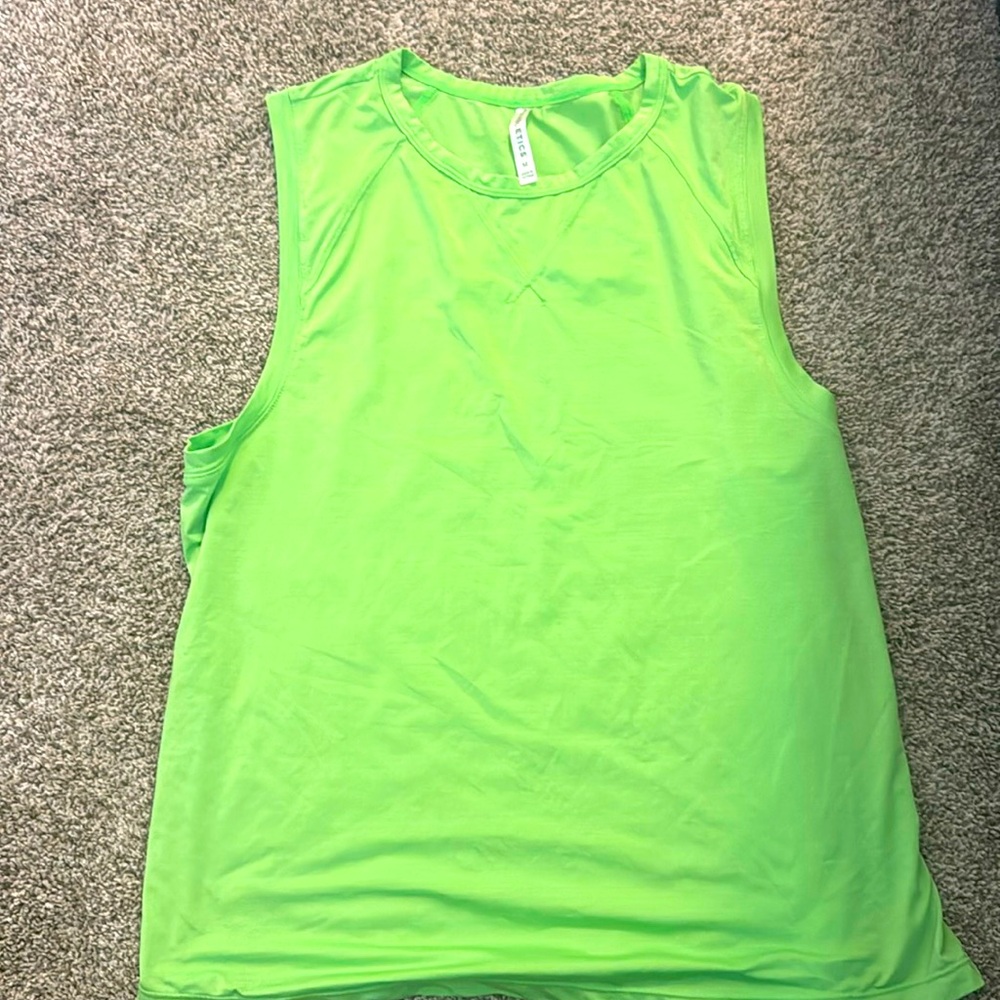 Neon green Fabletics workout shirt